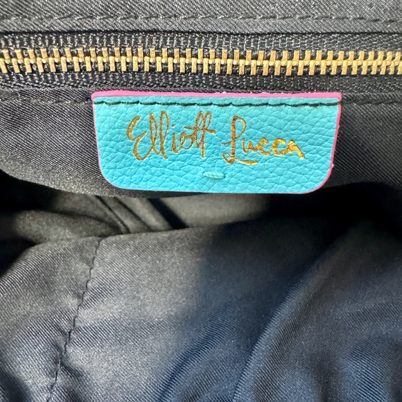 Turquoise Leather Bag Elliott Lucca Faro Medium Satchel in EUC Turquoise Purse - Picture 11 of 16
